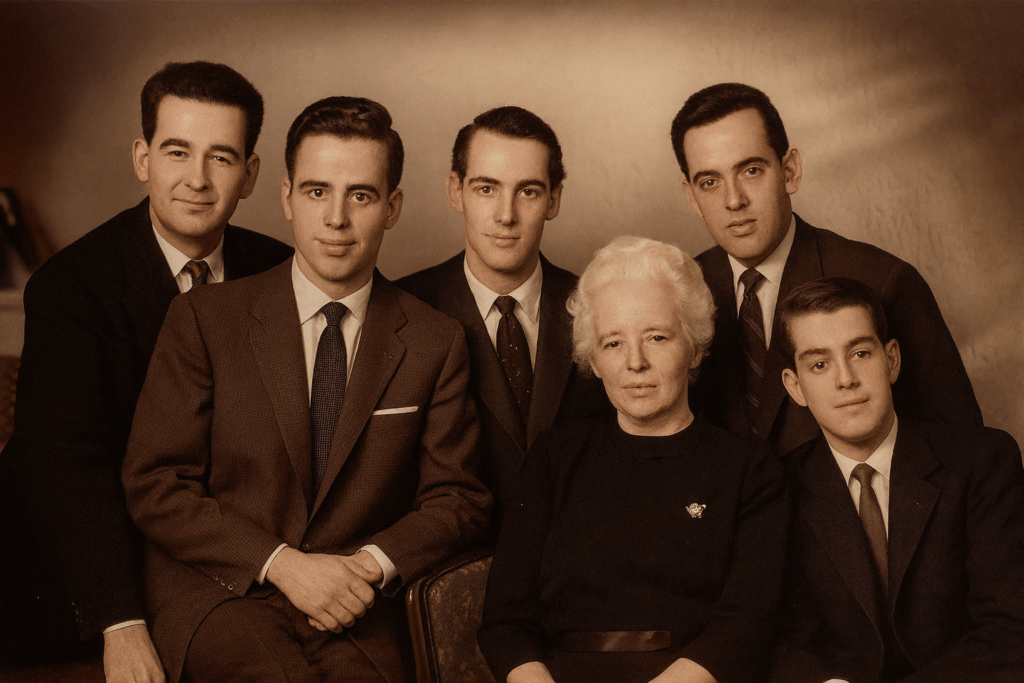 Familienfoto von Marie Magdalena Schuppenhauer und ihren fünf Söhnen.